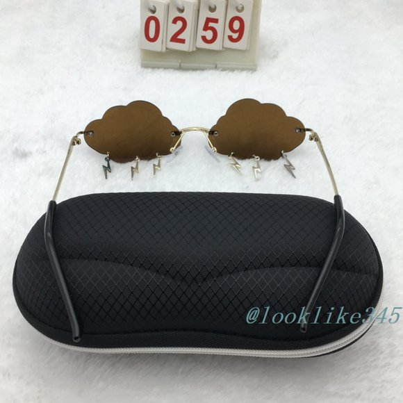 CStylish frameless Frame Tea Clouds Lens Sunglasses - Picture 3 of 4